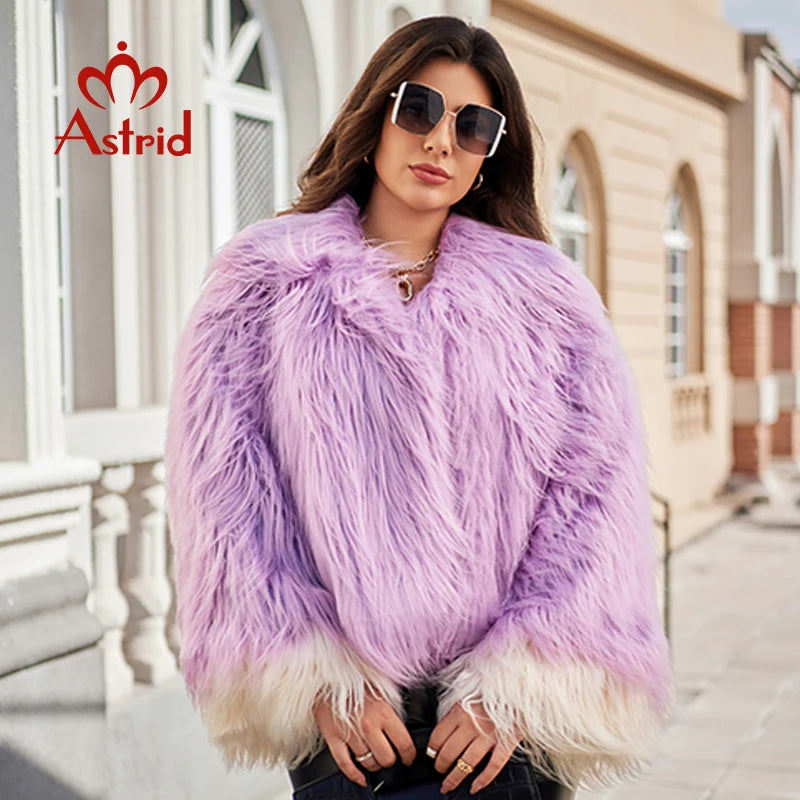 Astrid Faux Fur Coat Women 2024 Winter Loose Cardigan Fur Jacket  Plus Size Stylish Female Luxury Furry Overcoat Girl Streetwear