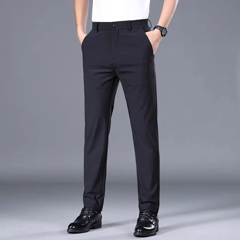 streetwear  mens ice silk casual pants men's trousers moletom masculino 2024summer newstyle business suit baggy men clothing1:1