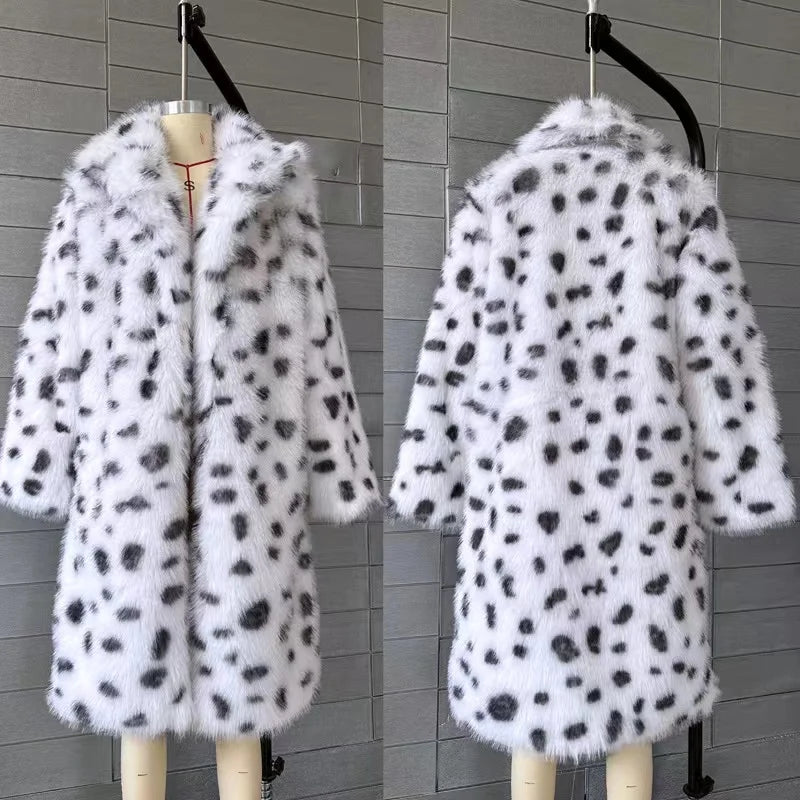 Luxury Brand Fluffy Furry Leopard Faux Fur Coats Women 2024 Winter Long Belted Overcoats Fashion Ladies Fox Fur Coats Outerwear