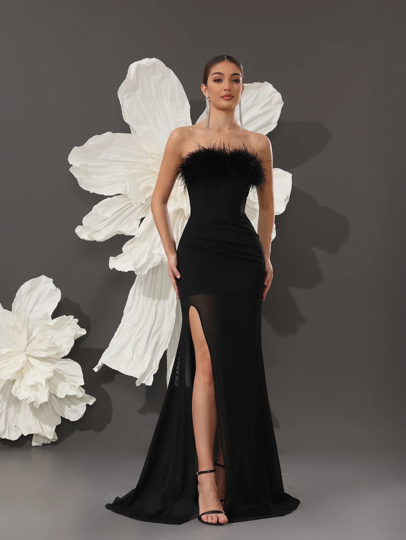 Elegant Bandage Dress Long Evening Dresses Prom Dresses for Women Luxury Black Off-shoulder Bandage Dress for Cocktail Parties