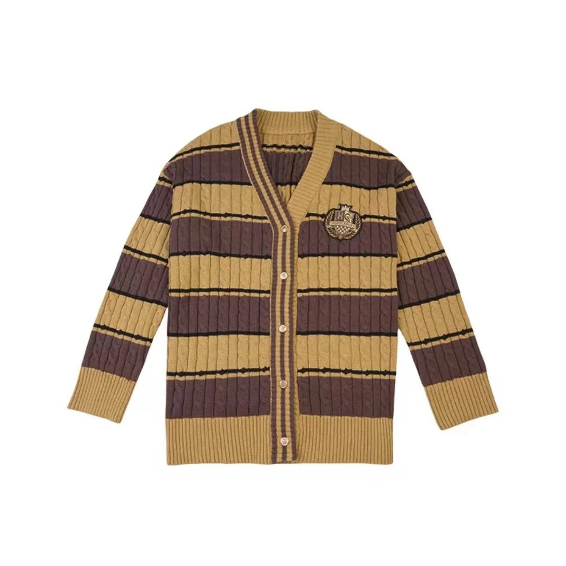 Harry Potter Hogwarts College Sweater Cardigan Coat for Women Gryffindor Slytherin Knitted Cardigan Loose JK Stripe Sweater Coat