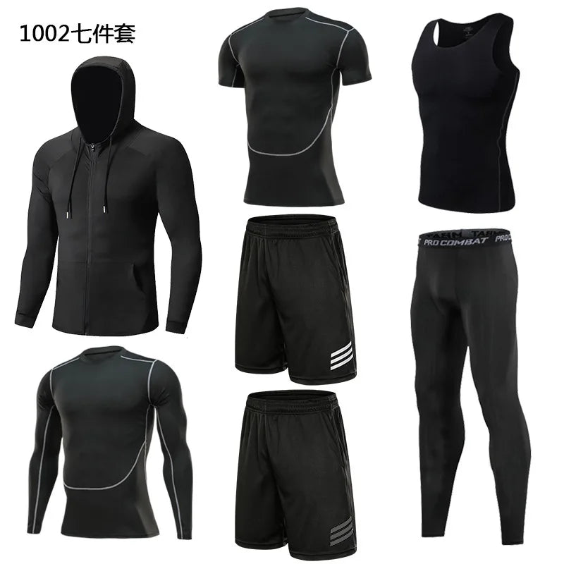 Sportswear Gym Fitness Tracksuit Men's Running Sets Compression Basketball Underwear Tights Jogging Sports Suits Clothes Dry Fi