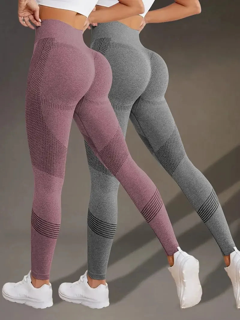 High Waisted Seamless Stretch Athletic Yoga Pants Leggings  Ultra Breathable Quick-Drying for Running Fitness Solid Colors