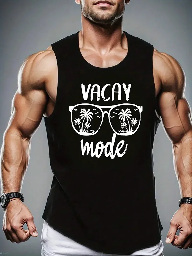 New urban street summer casual men's letter 3D printed sleeveless vest trendy men's fitness vest tops men's sleeveless T-shirt