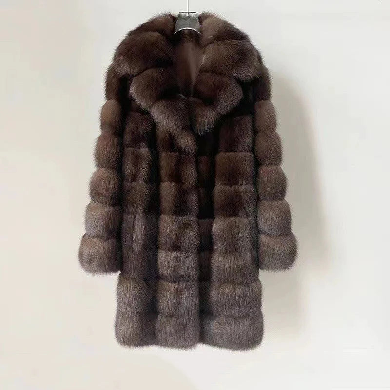 Women's Luxury Winter Fashion Faux Fur Coat Brown Fur Coat Women Thick Warm Outerwears Furs Women Fluffy Faux Fur Jacket Female