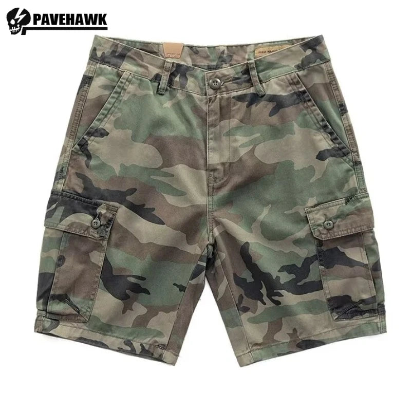 Mens Tooling Shorts Cotton Multiple Pockets Camouflage Tactical Middle Pants Wear-resistant Outdoor Hunting Quarter Pants Summer