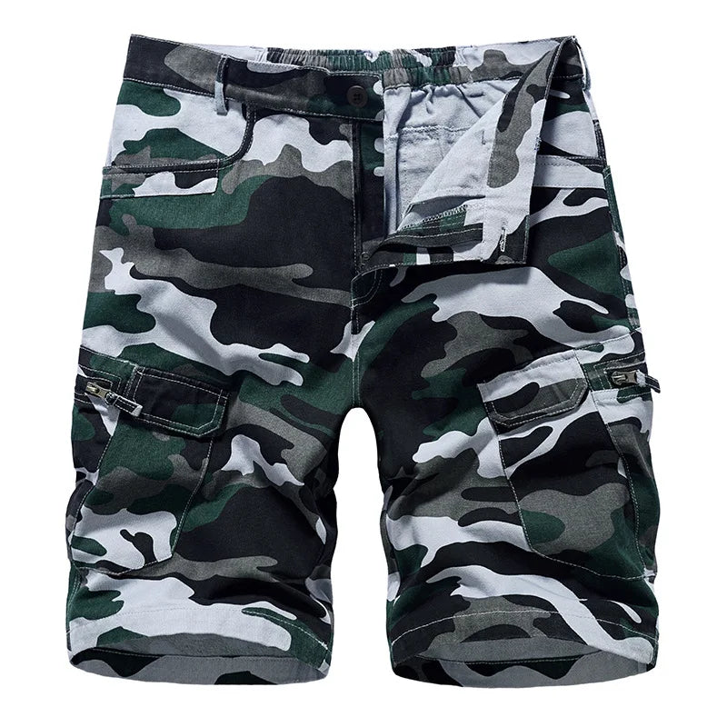 Summer New Men's Cargo Shorts European Size Camouflage Loose Size Casual  Five Quarter Pants