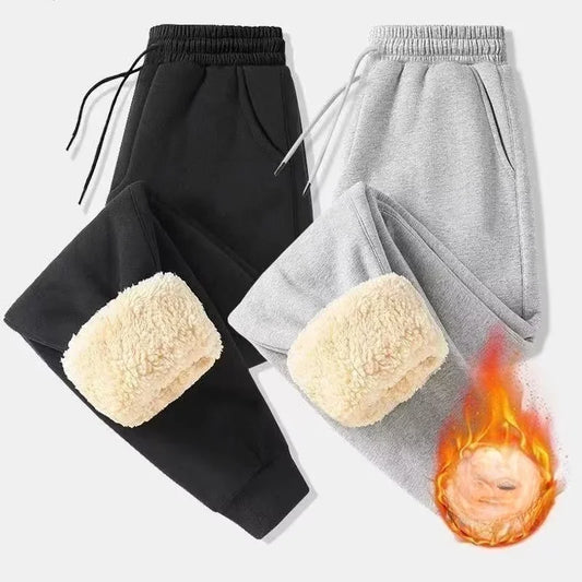 Lamb wool pants men's winter fleece thickened thermal pants men's casual pants sweatpants loose plus size leggings men clothing