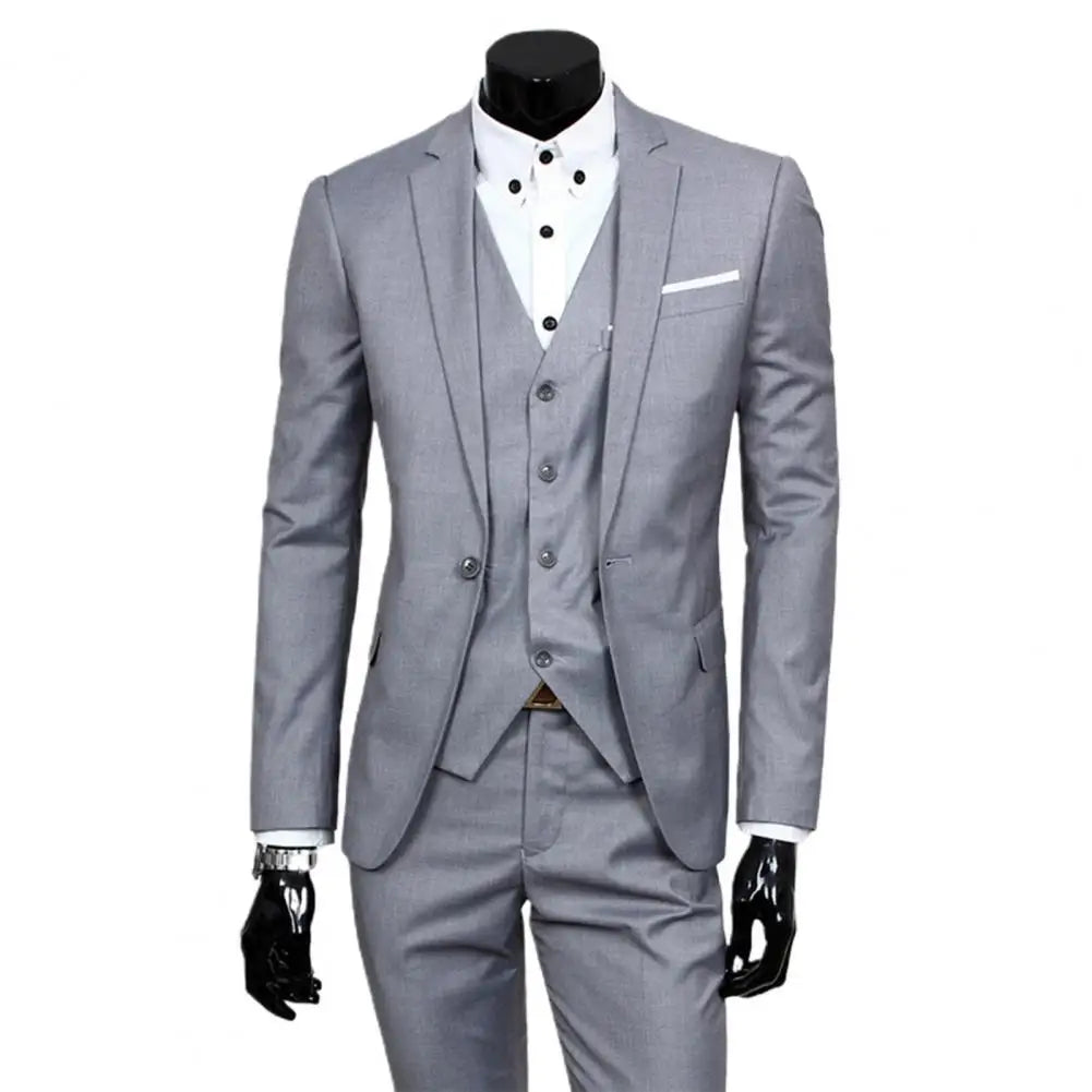 3 Pieces Business Blazer +Vest +Pants Suit Sets Men Fashion Solid Slim Wedding Set Vintage Classic Suits for men costume homme