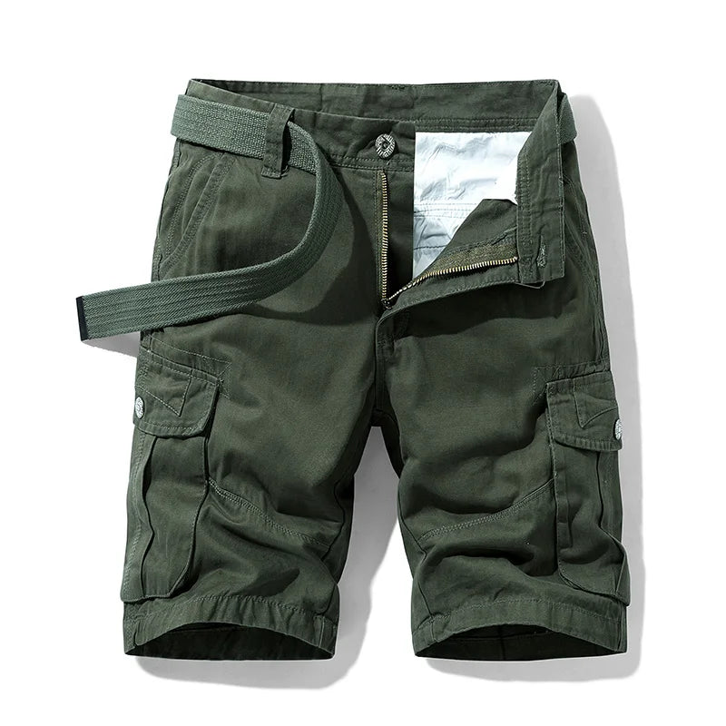 Summer New Men's Safari Shorts With Multiple Pockets Daily Casual Trip Loose Male Shorts Assorted Solid 100% Cotton Pants For M