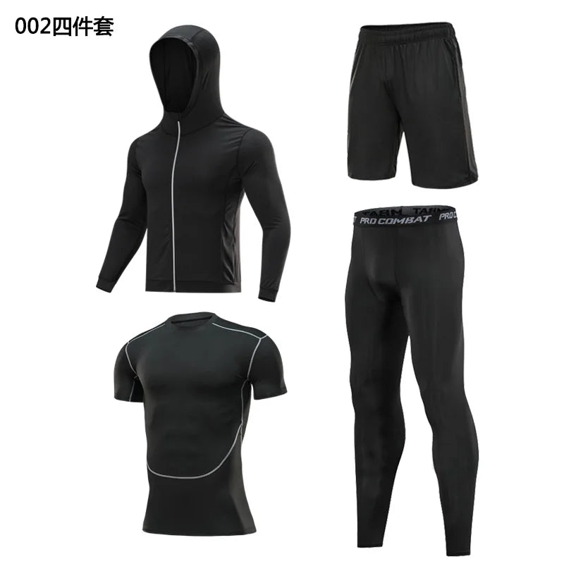 Sportswear Gym Fitness Tracksuit Men's Running Sets Compression Basketball Underwear Tights Jogging Sports Suits Clothes Dry Fi