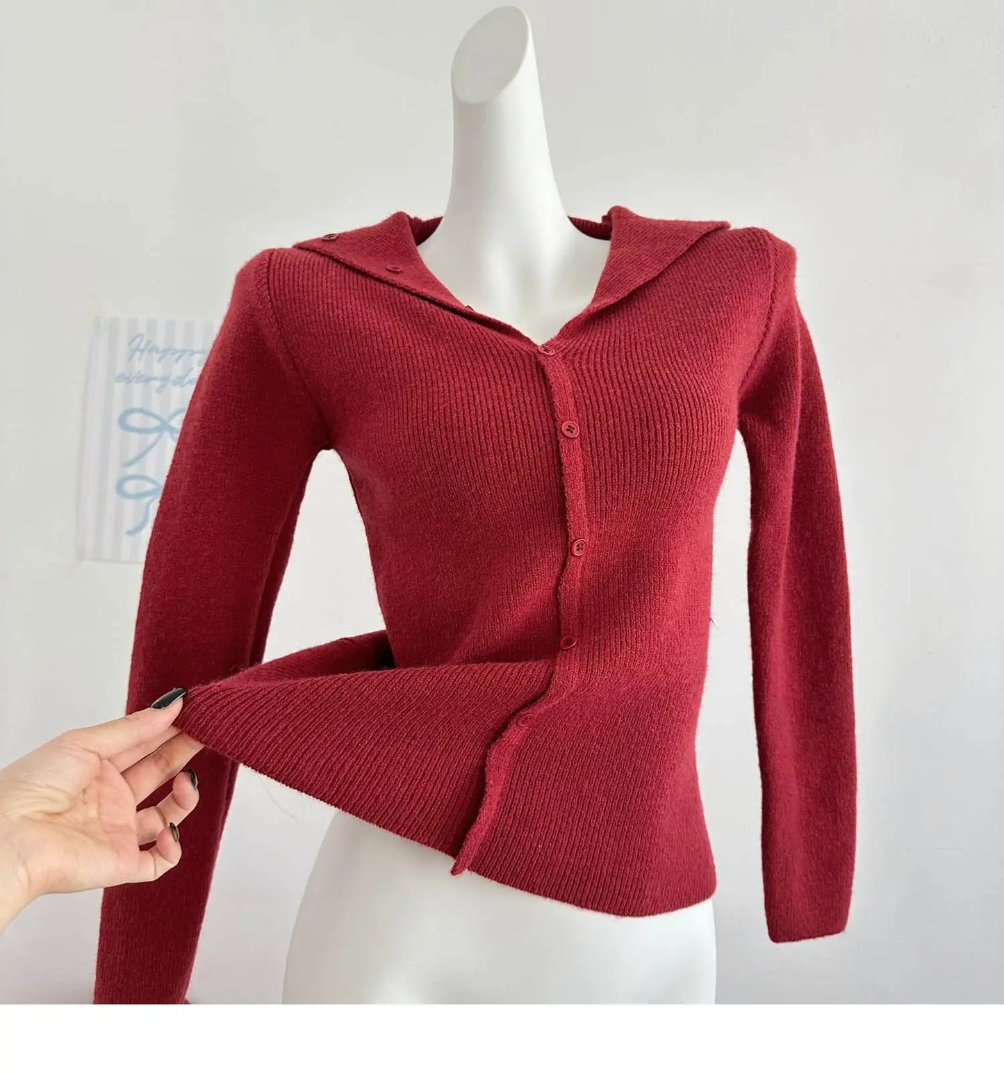 Lapel Knitted Cardigan for Women New Design Sense Niche Slim Fit Tops Female Casual Sweaters Korean Dongdaemun 2024 Women Knit