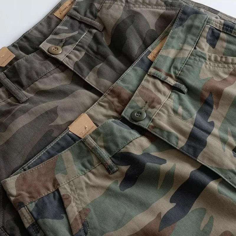 Mens Tooling Shorts Cotton Multiple Pockets Camouflage Tactical Middle Pants Wear-resistant Outdoor Hunting Quarter Pants Summer