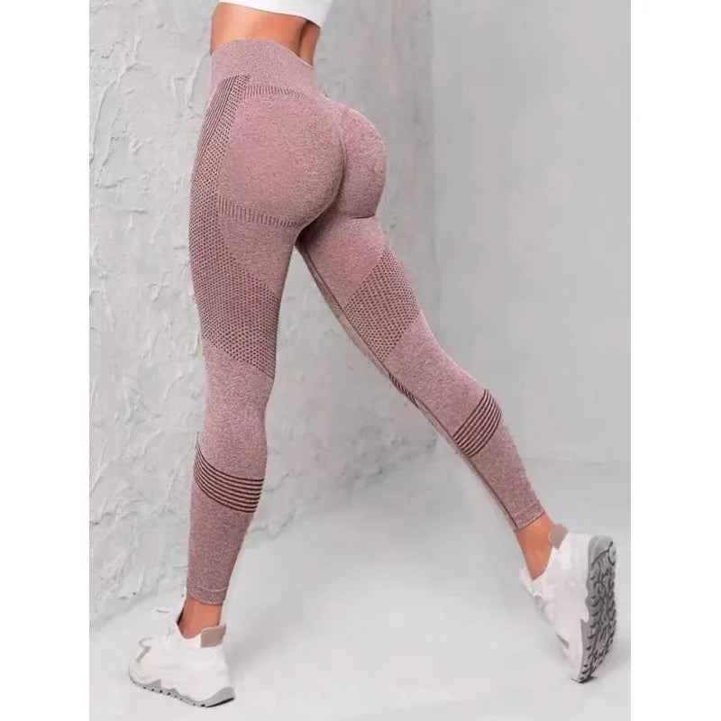 High Waisted Seamless Stretch Athletic Yoga Pants Leggings  Ultra Breathable Quick-Drying for Running Fitness Solid Colors