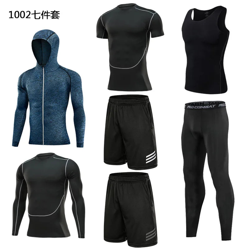 Sportswear Gym Fitness Tracksuit Men's Running Sets Compression Basketball Underwear Tights Jogging Sports Suits Clothes Dry Fi