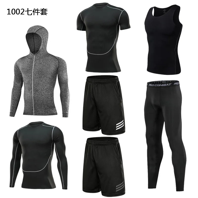 Sportswear Gym Fitness Tracksuit Men's Running Sets Compression Basketball Underwear Tights Jogging Sports Suits Clothes Dry Fi