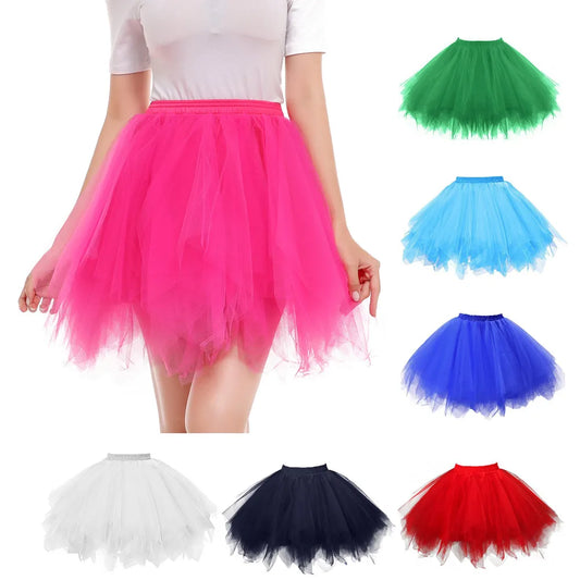 Women Skirts Tutu Princess Fashion Ballet Black Tutu Fluffy Skirt For Women Tulle Petticoat Skirts Elastic Adult Pink Tutu Skirt