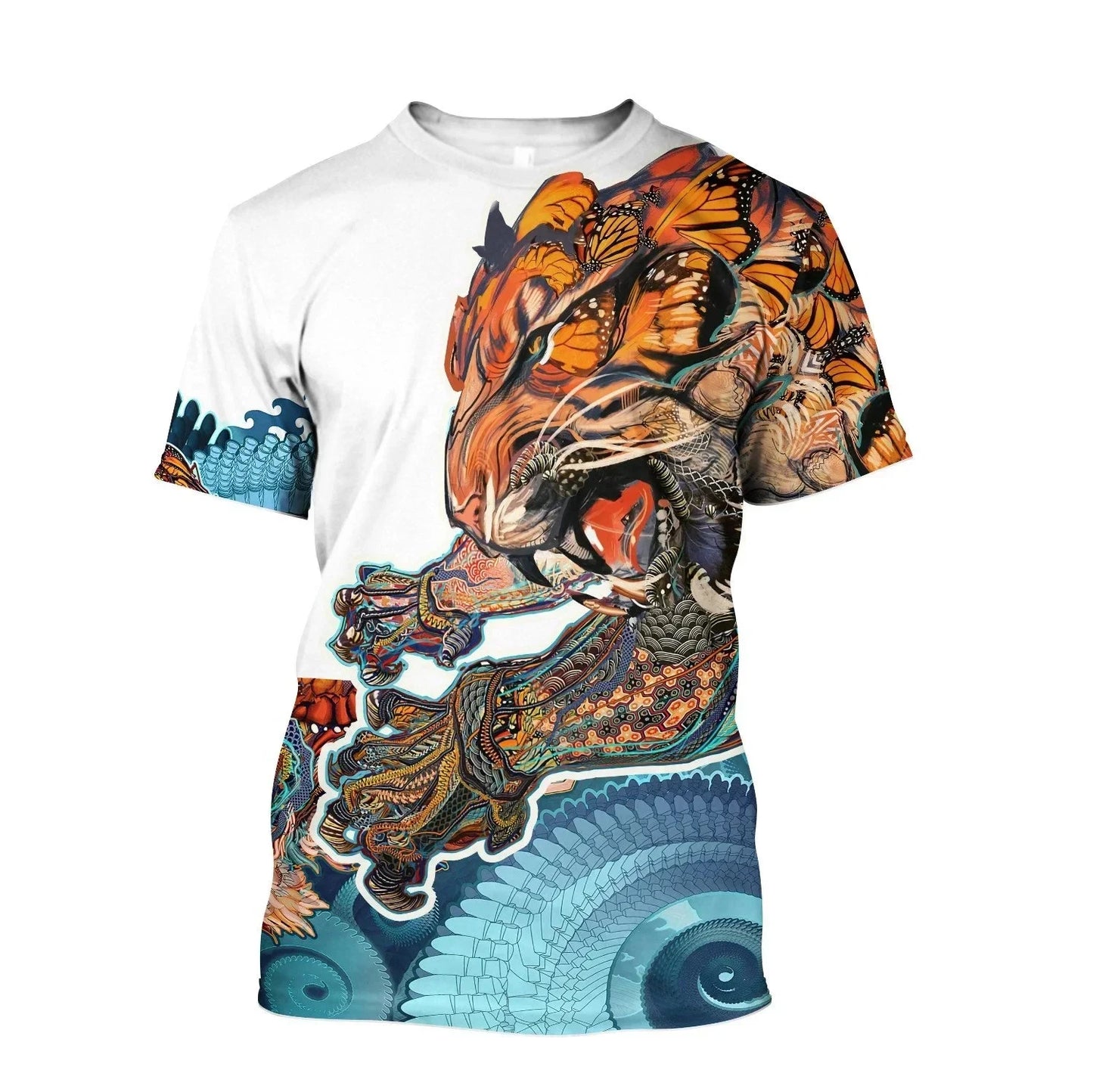 Men's Summer Fashion Samurai Tattoo Pattern Casual Harajuku Streetwear 3D Print Hip Hop Round Neck T-shirts