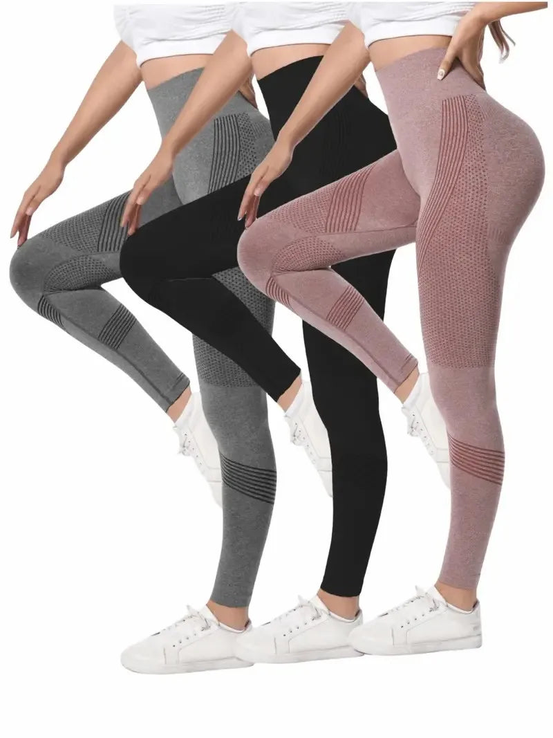 High Waisted Seamless Stretch Athletic Yoga Pants Leggings  Ultra Breathable Quick-Drying for Running Fitness Solid Colors