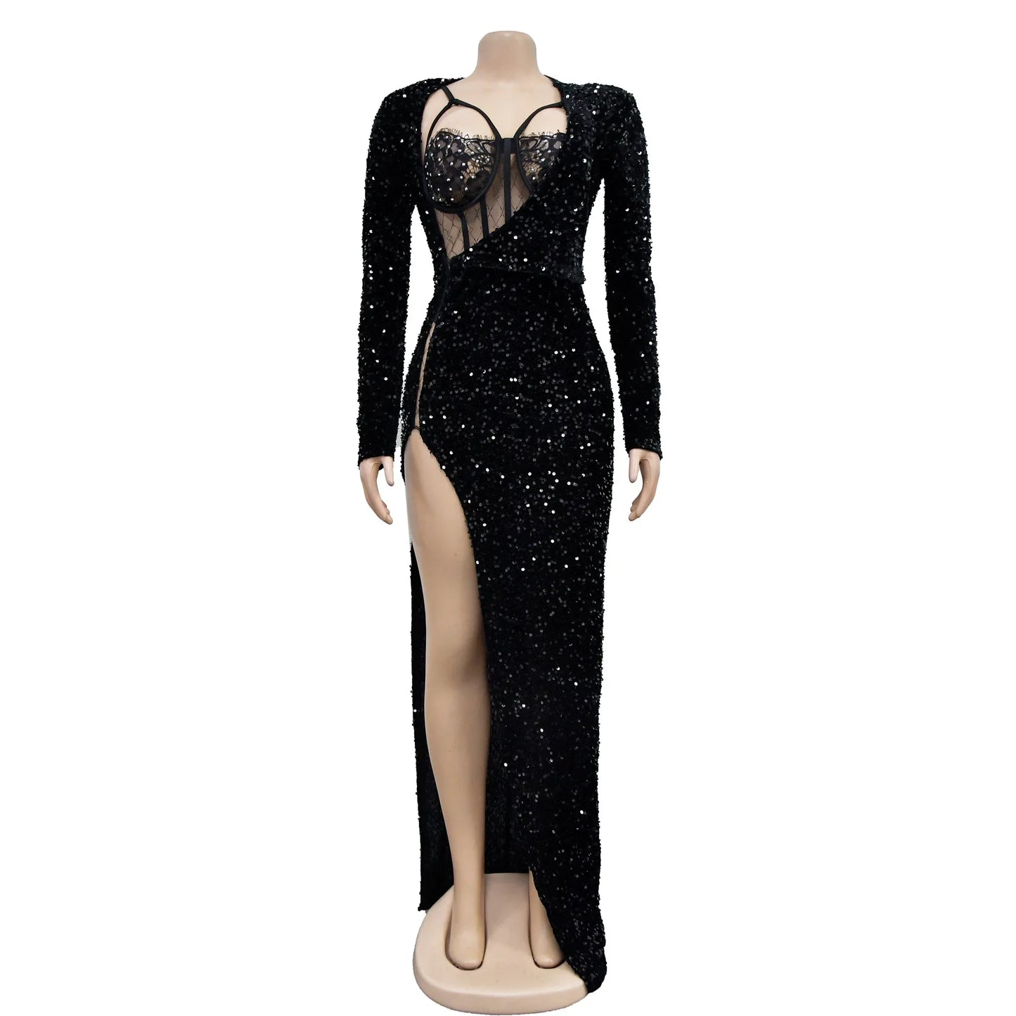 Luxury Dresses Women 2024 Sequin Elegant Party Dresses Woman Long Slit Dress Sexy Cocktail Prom Formal Evening Dresses HXY518