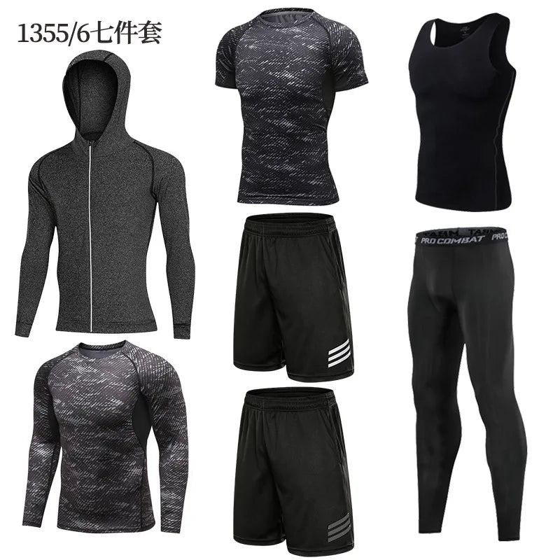 Sportswear Gym Fitness Tracksuit Men's Running Sets Compression Basketball Underwear Tights Jogging Sports Suits Clothes Dry Fi