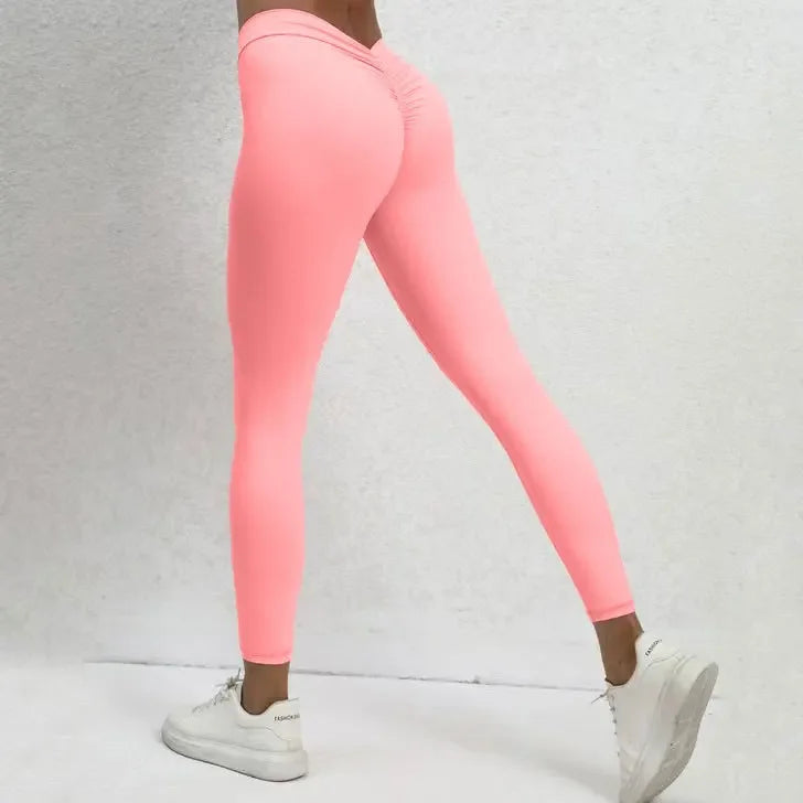 Push Up Sport Leggings Women Workout Gym Leggings Women Training Stretch Tights Fitness Yoga Pants V Back Scrunch Butt Leggings