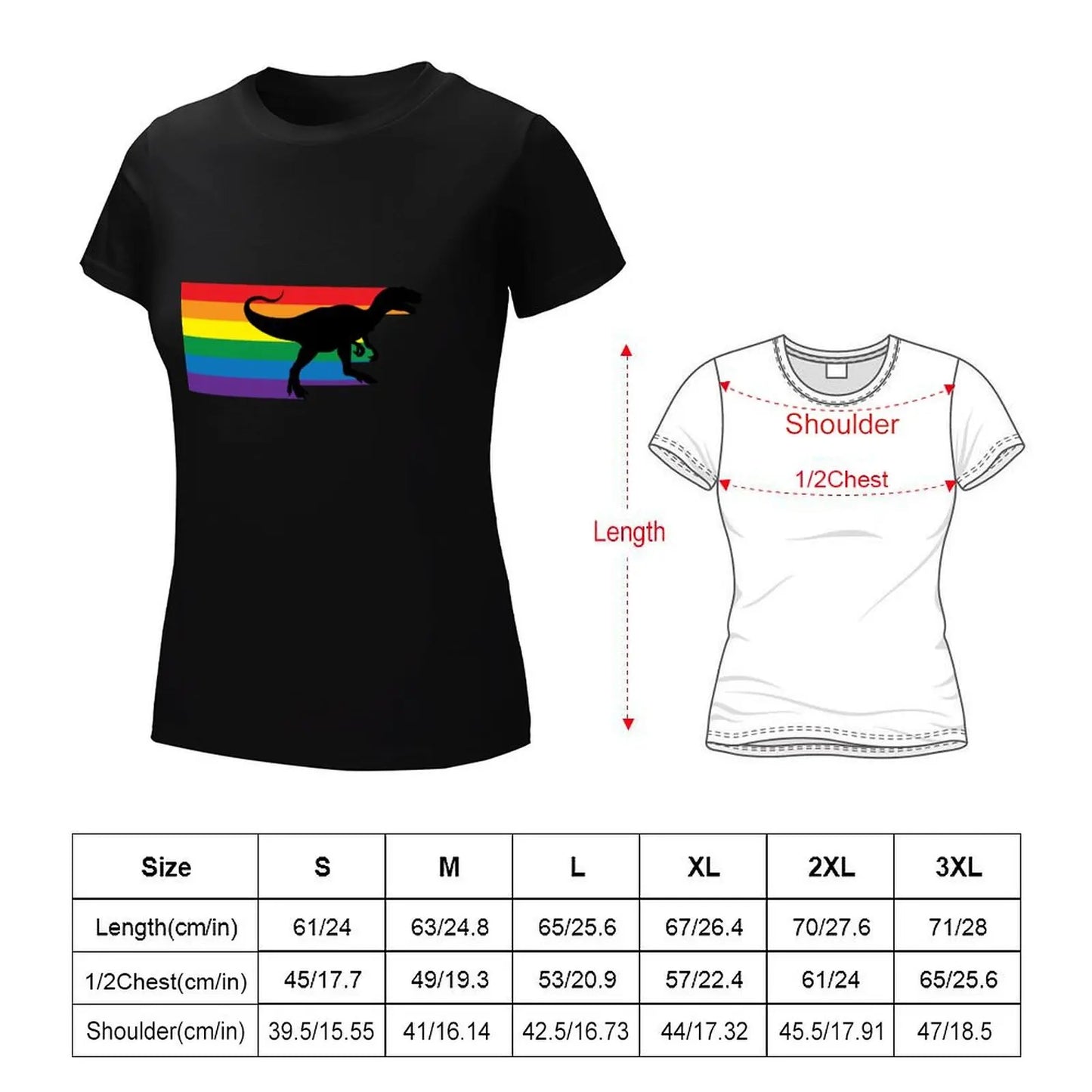 Rainbosaurus rex T-Shirt plus size tops tops Aesthetic clothing Womens graphic t shirts