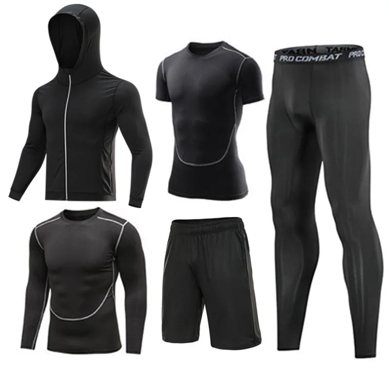 Sportswear Gym Fitness Tracksuit Men's Running Sets Compression Basketball Underwear Tights Jogging Sports Suits Clothes Dry Fi