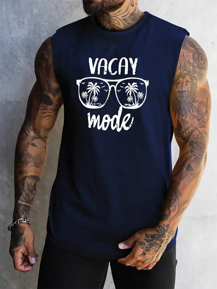 New urban street summer casual men's letter 3D printed sleeveless vest trendy men's fitness vest tops men's sleeveless T-shirt