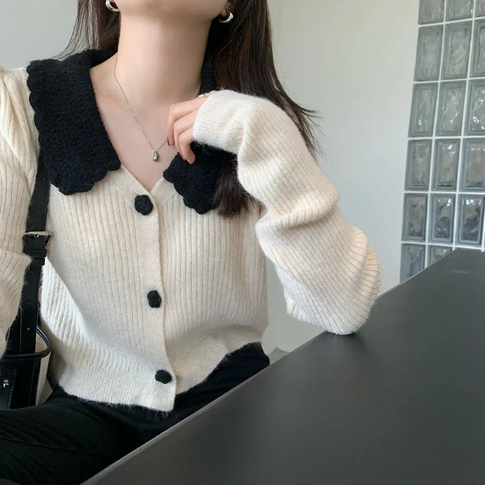 Cropped Sweaters Crochet Winter 2024 Trend Vintage Sweater Tops Cashmere V Neck Cardigans Woman Korean Cardigan Woman Knitted