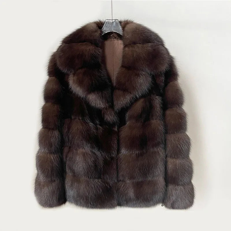 Women's Luxury Winter Fashion Faux Fur Coat Brown Fur Coat Women Thick Warm Outerwears Furs Women Fluffy Faux Fur Jacket Female