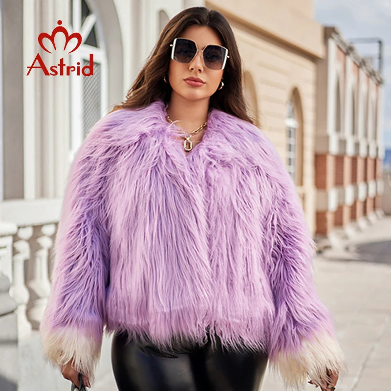 Astrid Faux Fur Coat Women 2024 Winter Loose Cardigan Fur Jacket  Plus Size Stylish Female Luxury Furry Overcoat Girl Streetwear