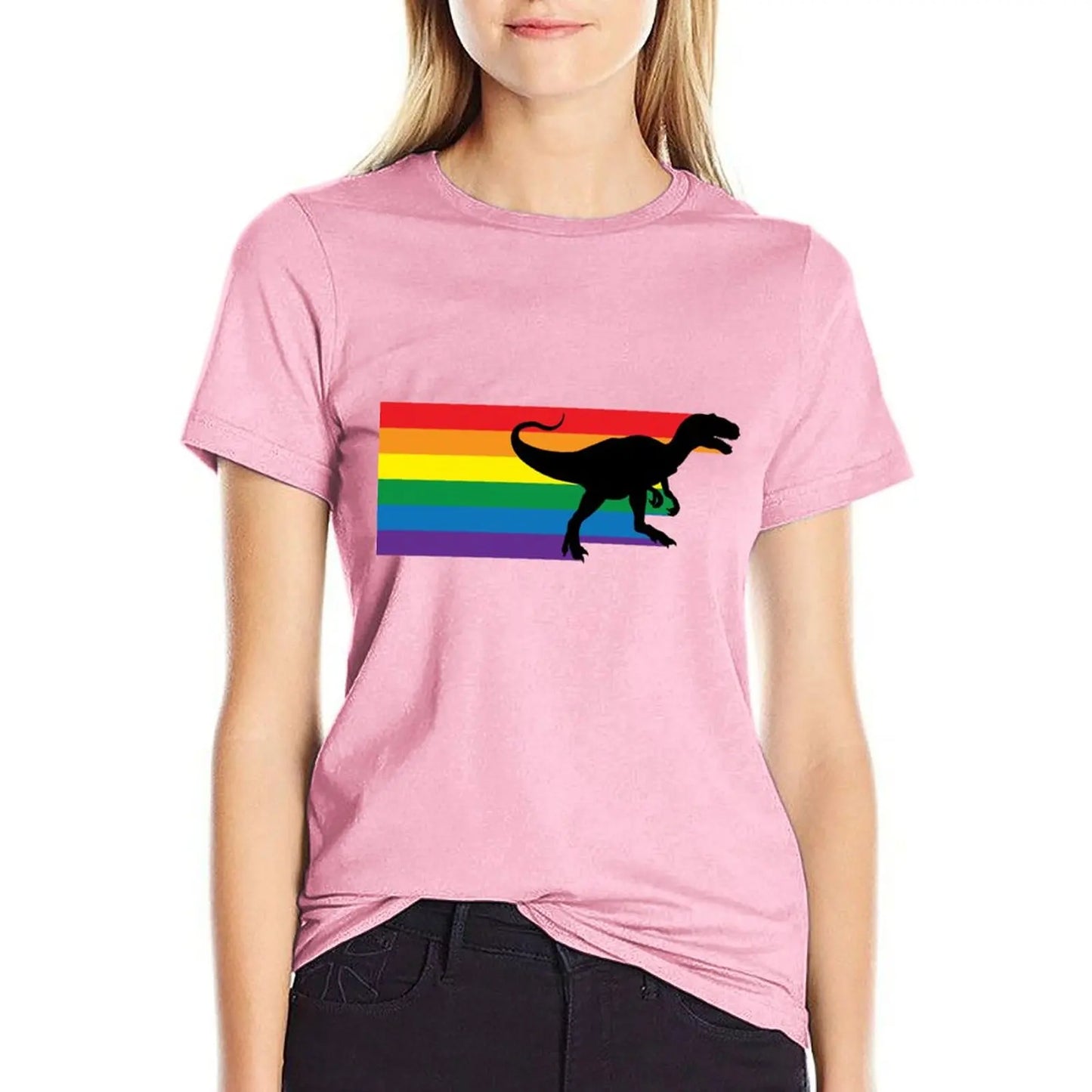 Rainbosaurus rex T-Shirt plus size tops tops Aesthetic clothing Womens graphic t shirts