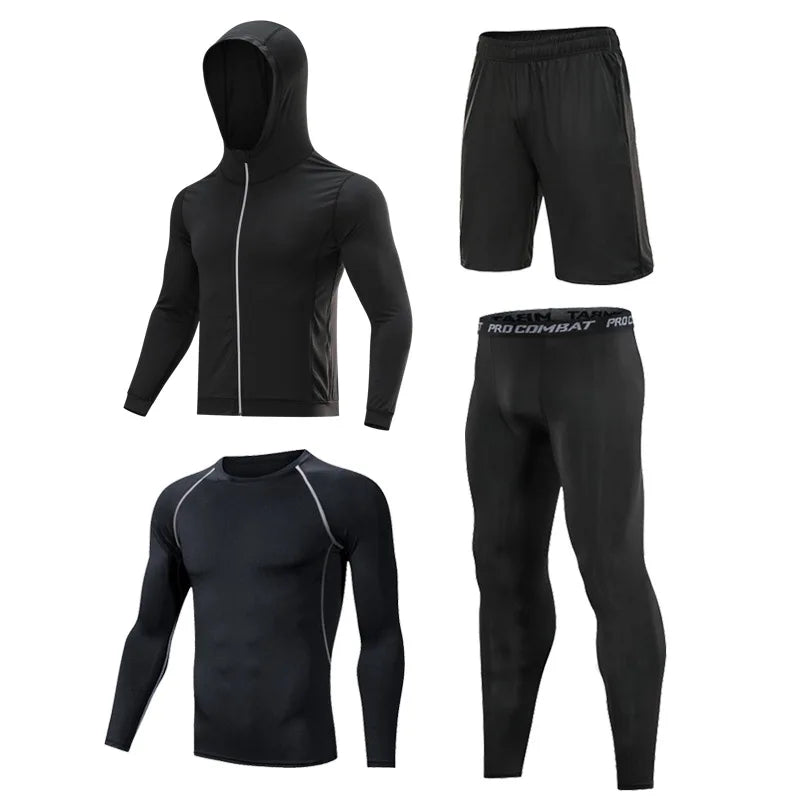 Sportswear Gym Fitness Tracksuit Men's Running Sets Compression Basketball Underwear Tights Jogging Sports Suits Clothes Dry Fi