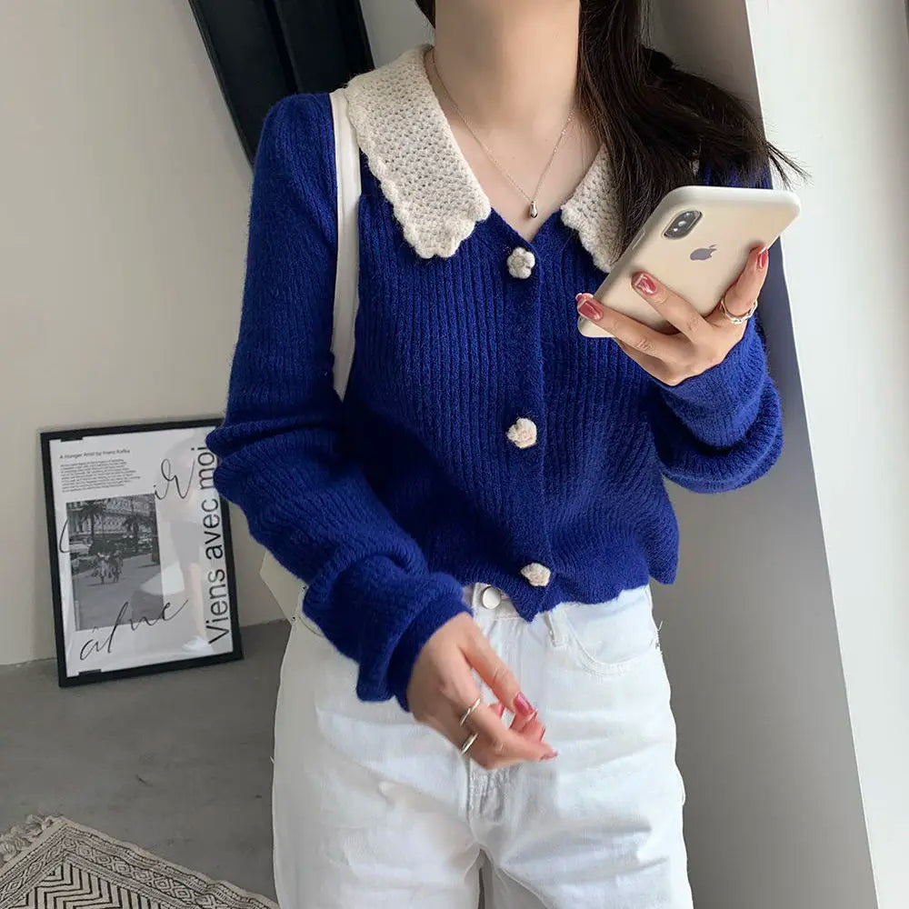 Cropped Sweaters Crochet Winter 2024 Trend Vintage Sweater Tops Cashmere V Neck Cardigans Woman Korean Cardigan Woman Knitted