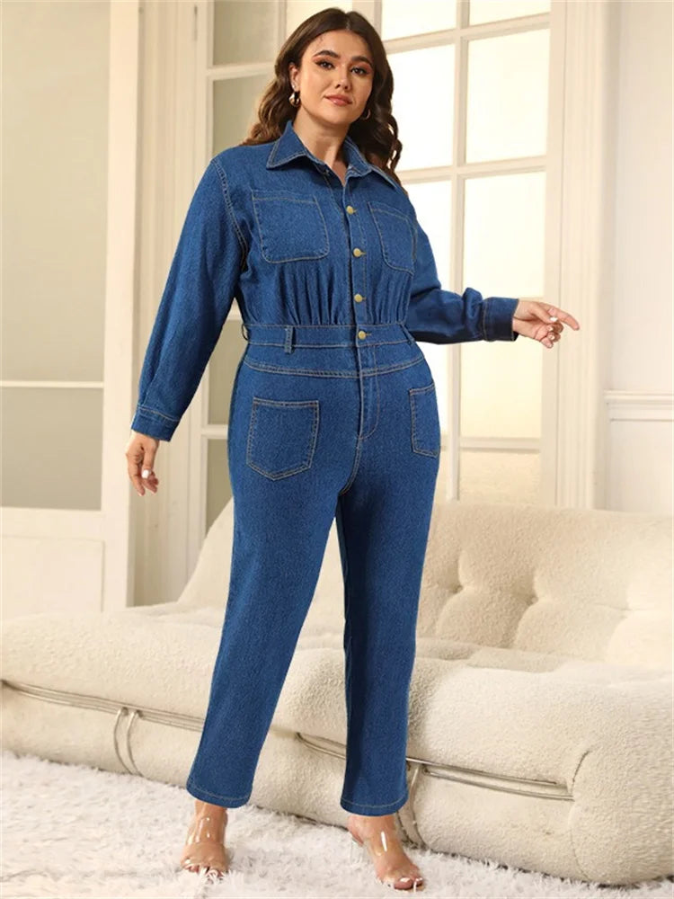 Wmstar Jumpsuit Women Denim Pants Bodycon Pockets Casual Cool Button Fashion Street Wear Romper Wholesale Dropshipping New Style