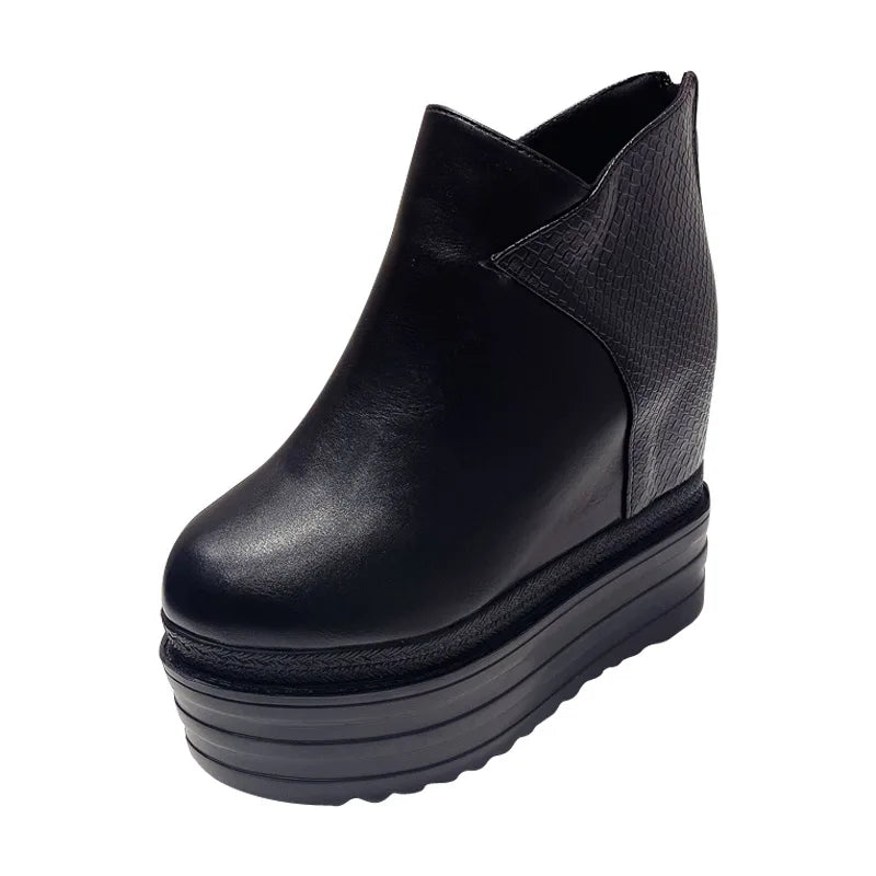 Platform Sneakers Wedge shoes Women Ankle Boots Chunky Height Inside Roman Shoes Spring Autumn High Heels Fashion Ladies Booties