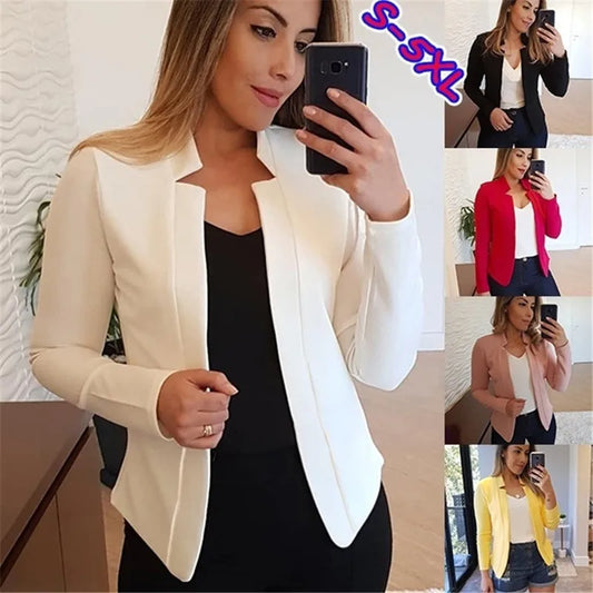 Autumn and winter new style elegant slim fit solid color casual professional small suit jacket top