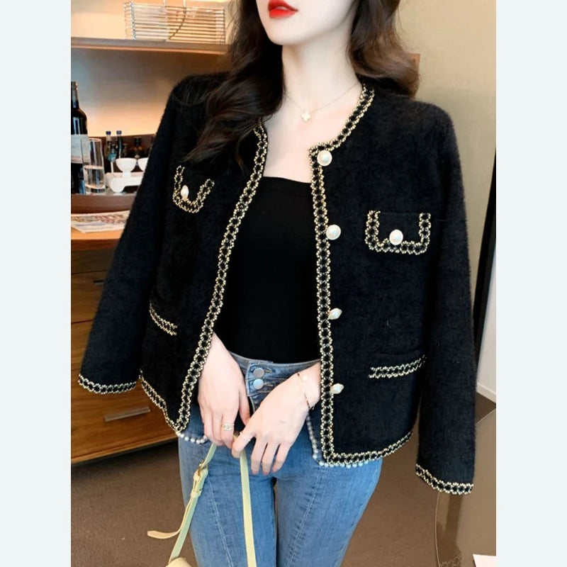 Autumn Winter New Round Neck Long Sleeve Fashion Outwear Women High Street Casual Loose Button Cardigan Vintage Elegant Sweater