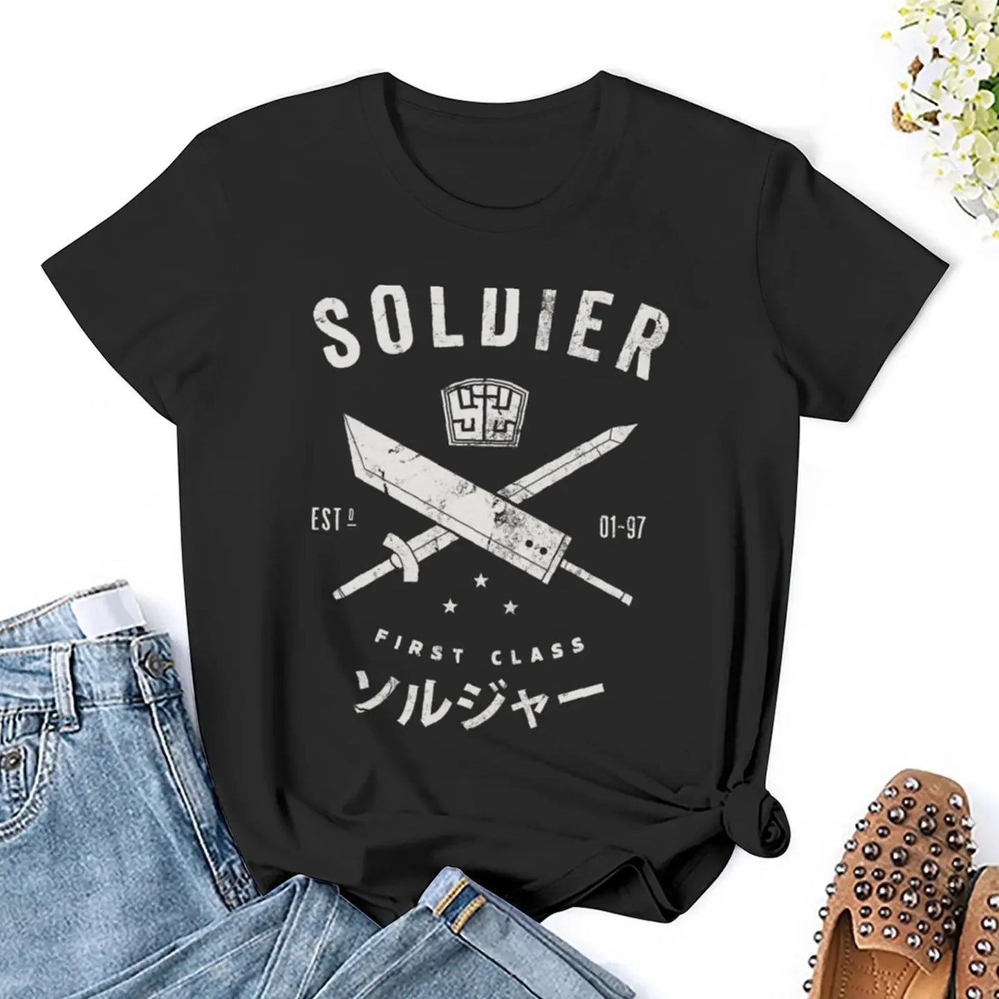 SOLDIER T-Shirt Short sleeve tee Female clothing t-shirt dress for Women graphic