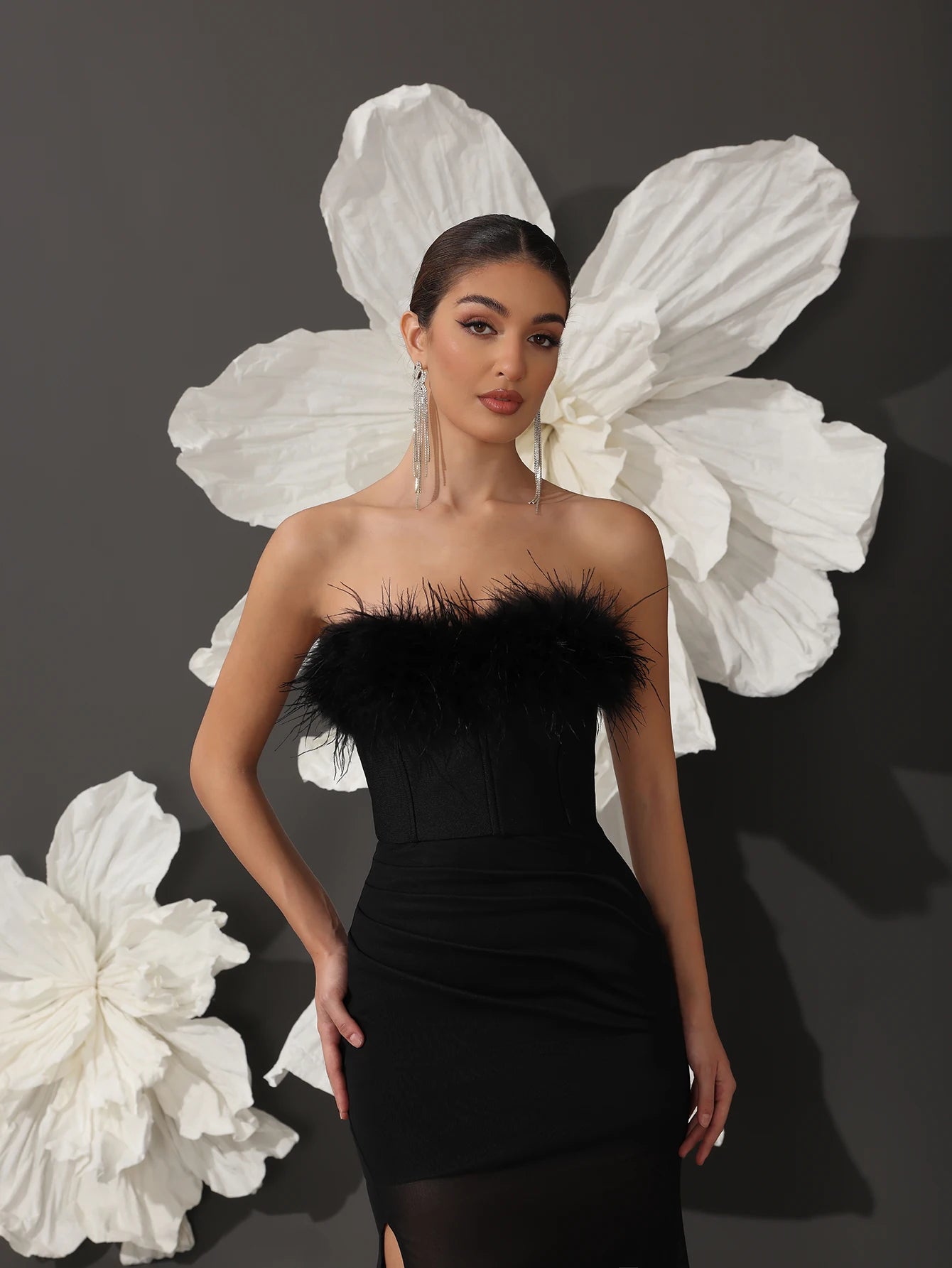 Elegant Bandage Dress Long Evening Dresses Prom Dresses for Women Luxury Black Off-shoulder Bandage Dress for Cocktail Parties