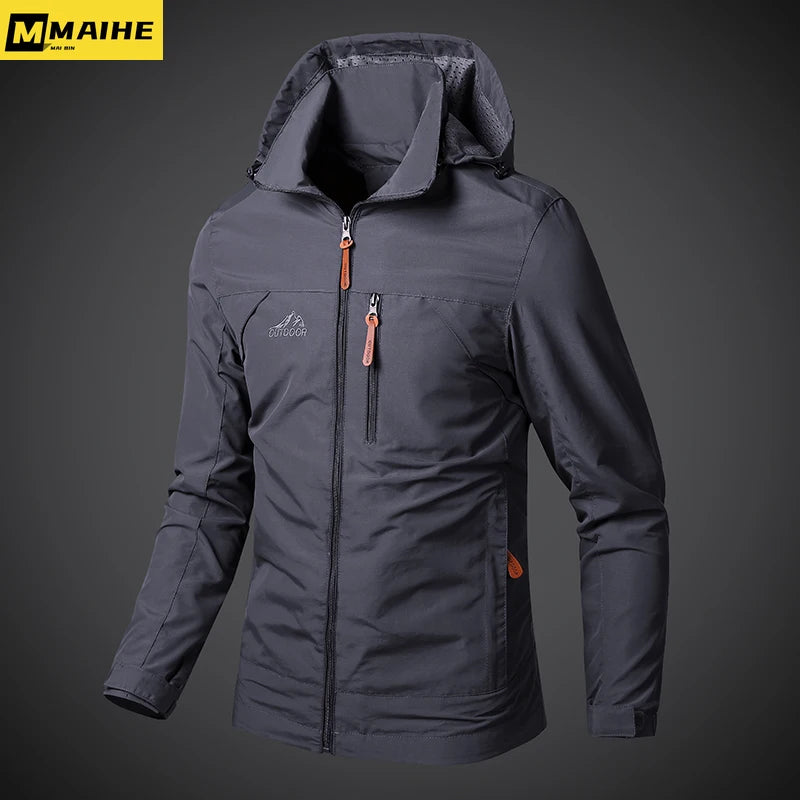 Men's Military Style Hooded Waterproof Windbreaker Jacket Combat Jacket for Autumn Hiking Cycling Bomber Jacket