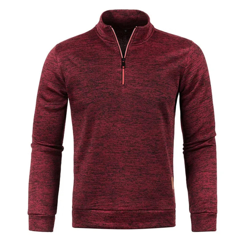 Autumn Men's Half Zipper Sweatshirts Long Sleeve Solid Color Pullover Turtleneck Streetwear Winter Warm Jacket Sport Coats