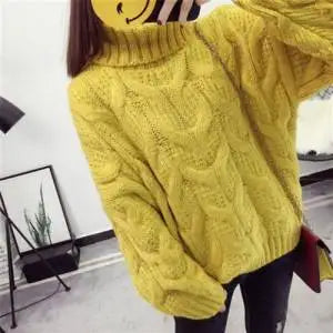 Thicken Twist Turtleneck Sweater Knitwear Women's 2025 Winter New Loose Long-sleeve Pullover Warm Short Sweater Casual Tops