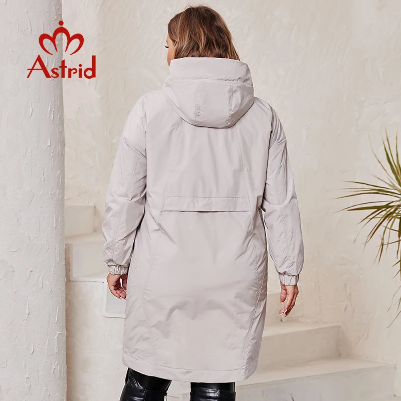 Astrid Plus Size Women's Spring Autumn Trench Coat Women Jacket zipper Outerwear female fashion Long casual Solid Windbreaker