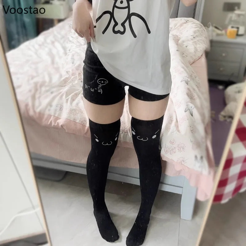 Japanese Harajuku Cotton Shorts Women Black Casual Short Pants Cute Print Korean Style Kawaii Fashion Y2K Summer