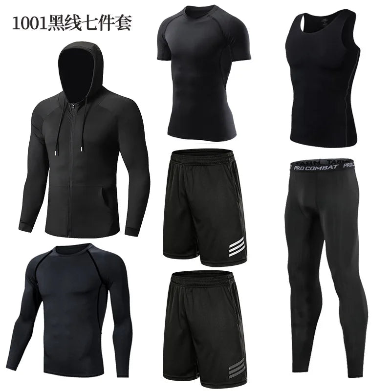 Sportswear Gym Fitness Tracksuit Men's Running Sets Compression Basketball Underwear Tights Jogging Sports Suits Clothes Dry Fi