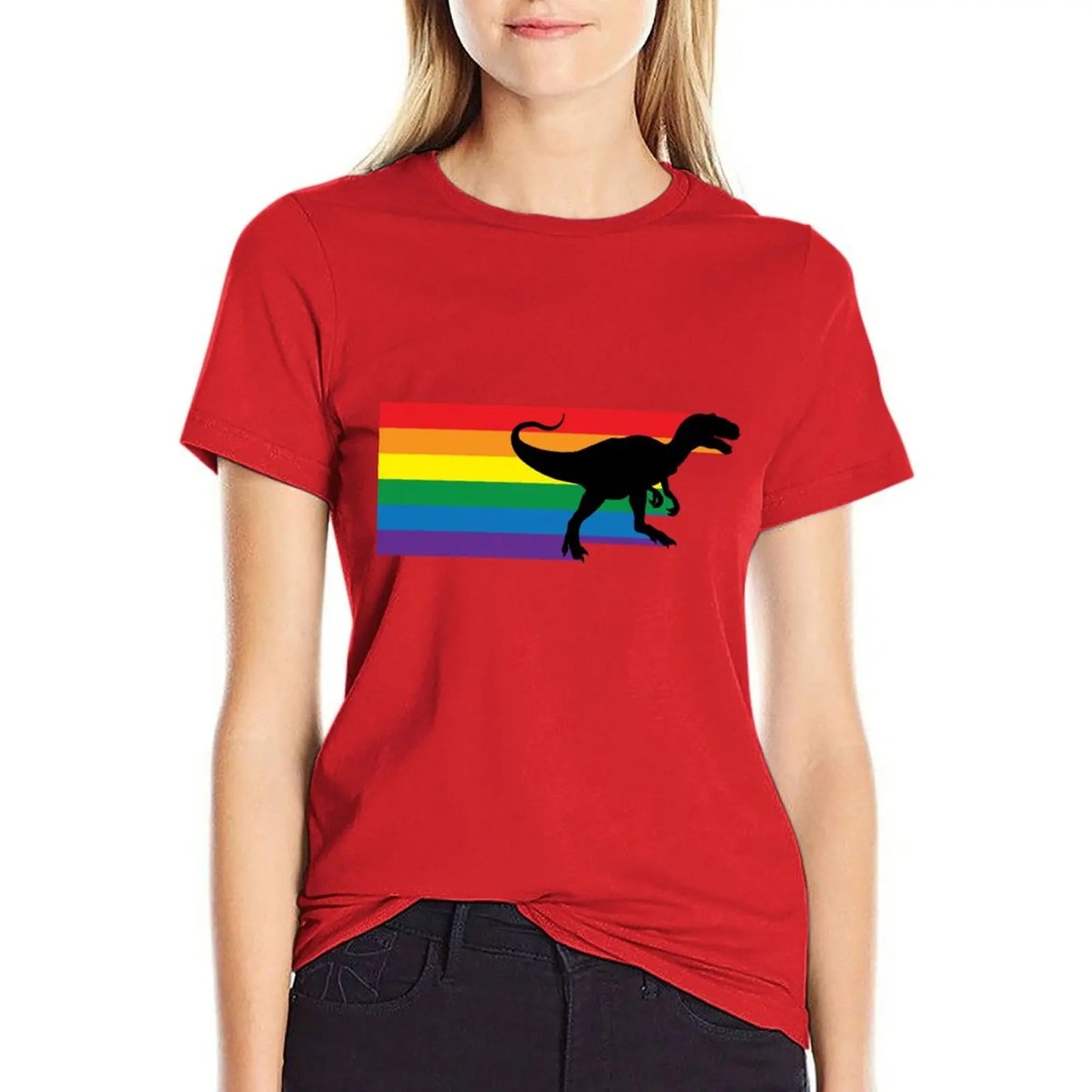 Rainbosaurus rex T-Shirt plus size tops tops Aesthetic clothing Womens graphic t shirts