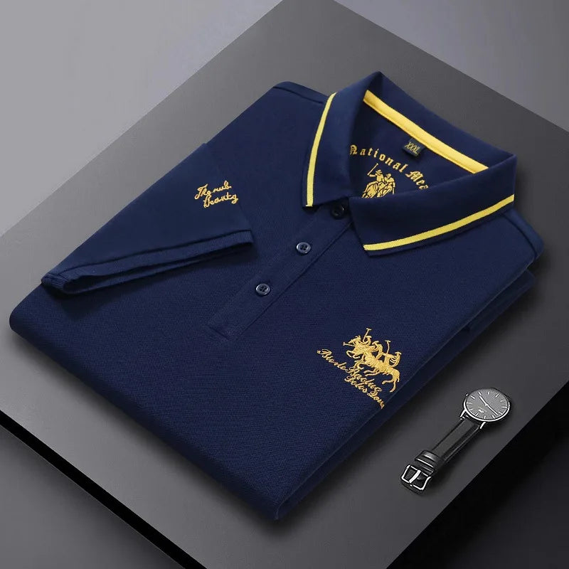 Summer Mens Embroidered Polo Shirts Short Sleeve Shirt Luxury Top Casual Lapel T-shirt Men Breathable Lightweight T Shirt Homme