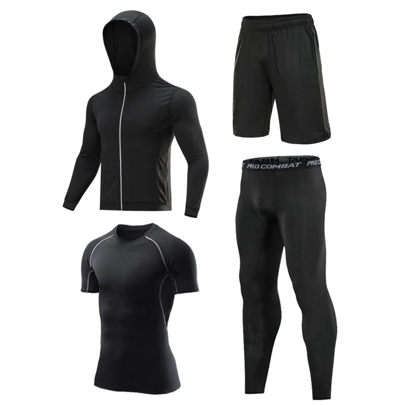 Sportswear Gym Fitness Tracksuit Men's Running Sets Compression Basketball Underwear Tights Jogging Sports Suits Clothes Dry Fi